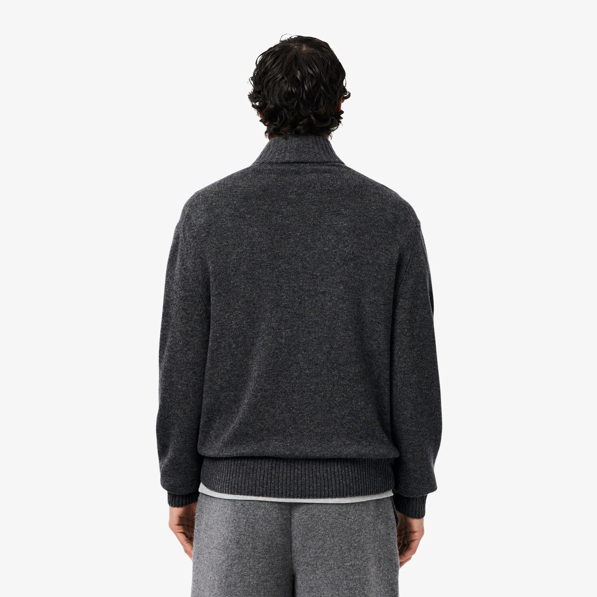 Lacoste Erkek Classic Fit Yarım Fermuarlı Yün Gri Kazak