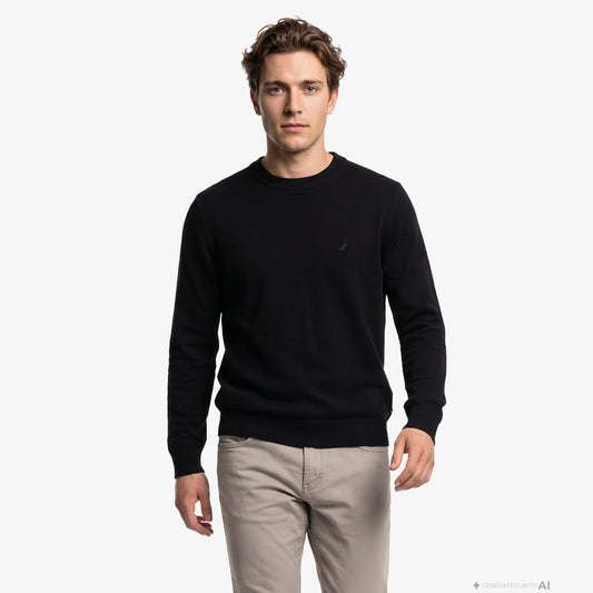 Nautica Erkek Siyah Regular Fit Triko
