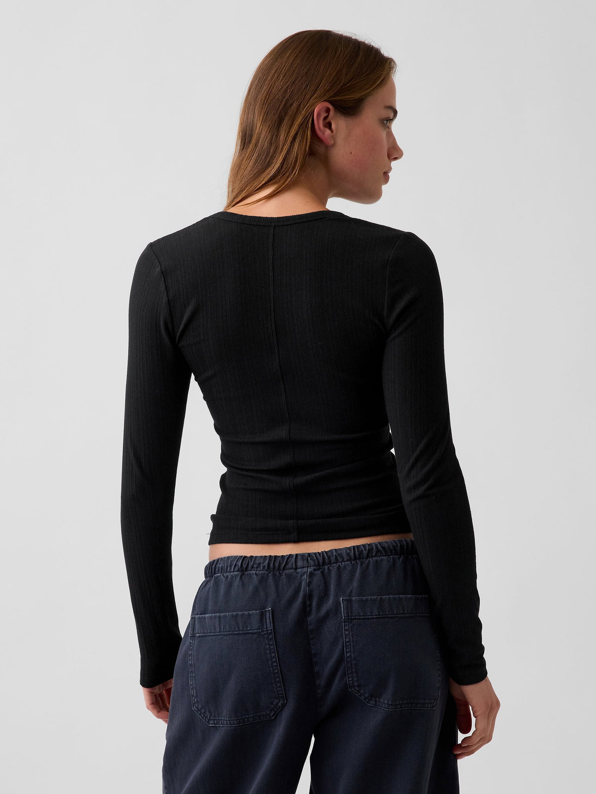 Siyah Çizgili Fitilli T-shirt