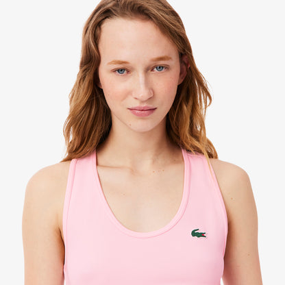 Lacoste Kadın Slim Fit Kolsuz Bisiklet Yaka Pembe T-shirt