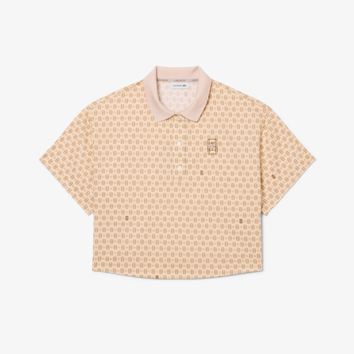 Lacoste Kadın Oversize Fit Desenli Pembe Polo