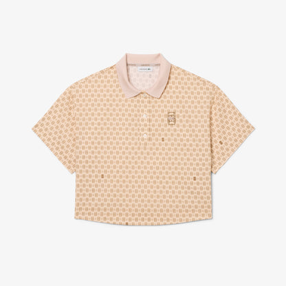 Lacoste Kadın Oversize Fit Desenli Pembe Polo
