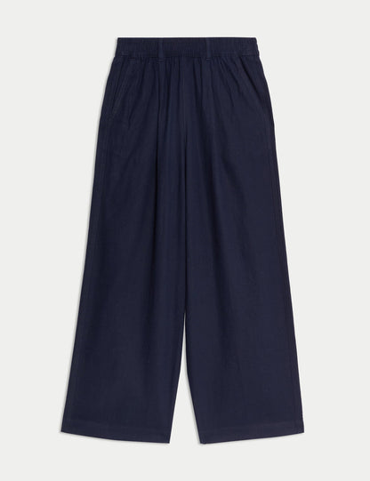 Keten Karışımlı Geniş Paça Pantolon