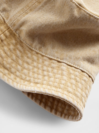 Bej Overdye Denim Bucket Şapka