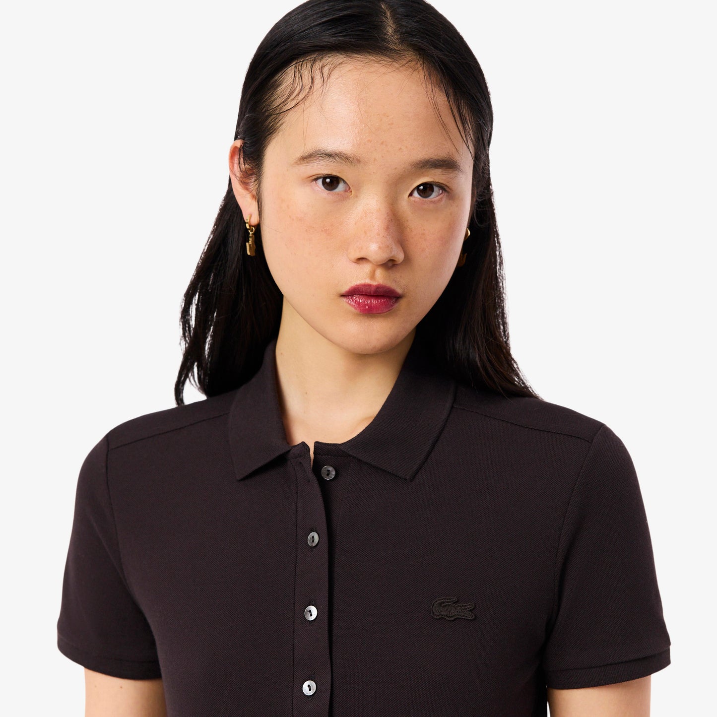 Lacoste Slim Fit Kadın Kahverengi Polo