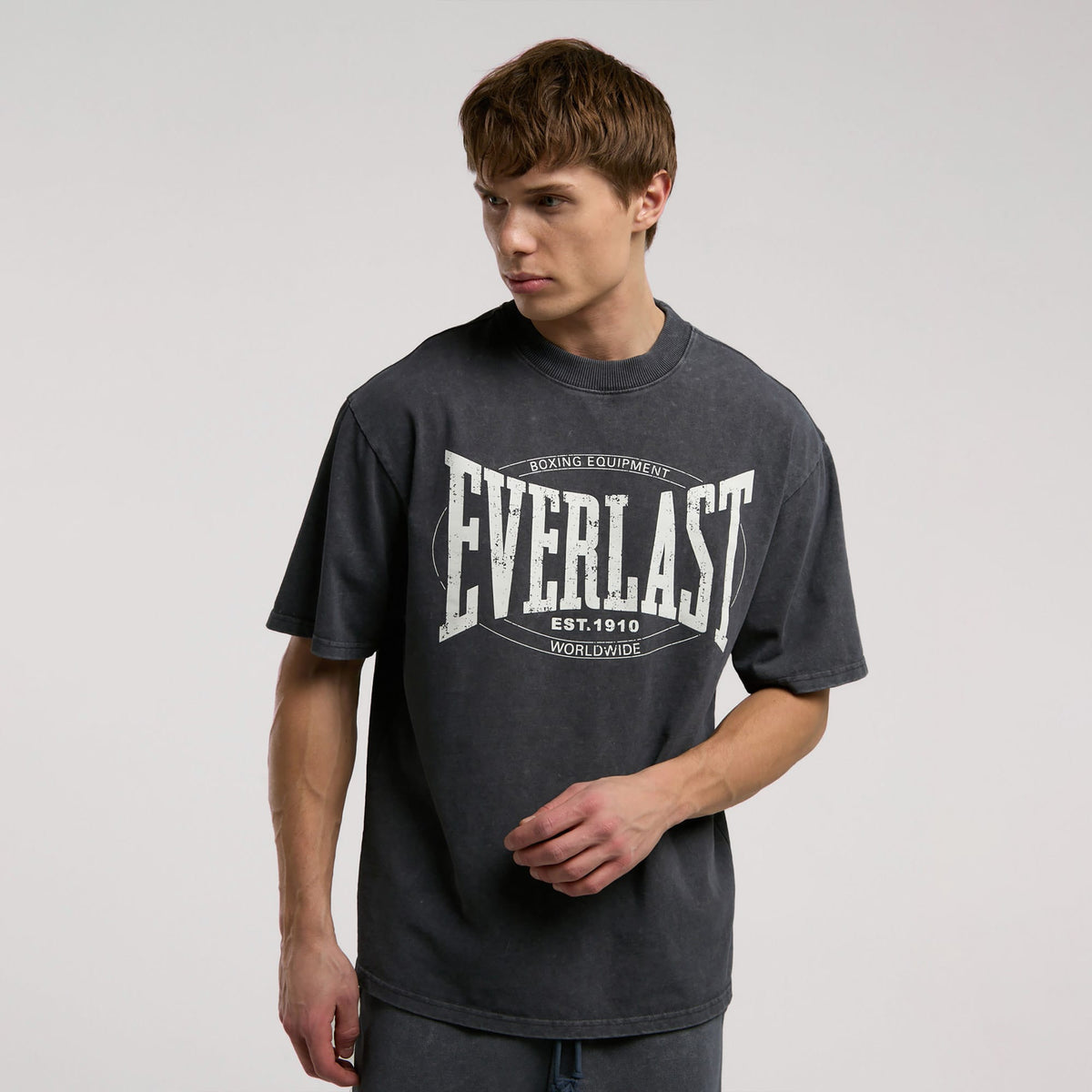 Everlast Authentic Boxing Oversize Koyu Vizon Erkek Siyah T-shirt