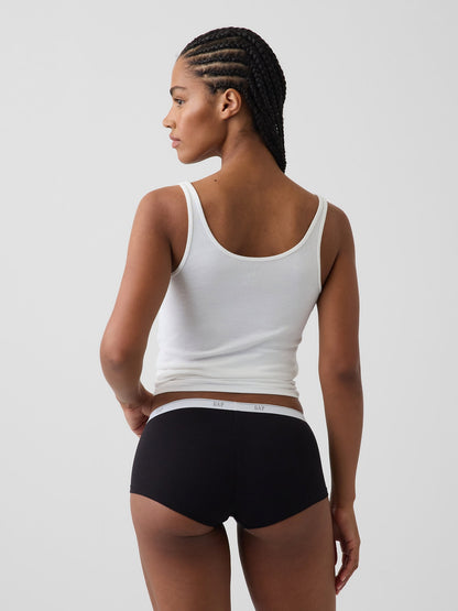 Siyah Softmade Organik Stretch Pamuk Logo Short