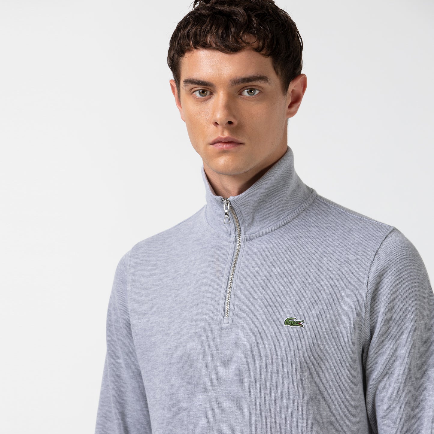 Lacoste Erkek Classic Fit Yarım Fermuarlı Gri Sweatshirt