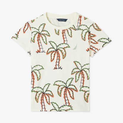 Nautica Erkek Çocuk Krem Regular Fit Baskılı T-shirt