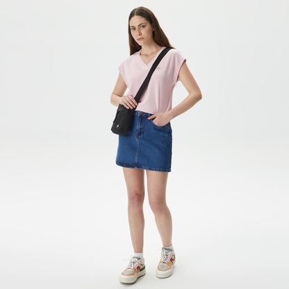 Lacoste Kadın Slim Fit V Yaka Açık Pembe T-shirt