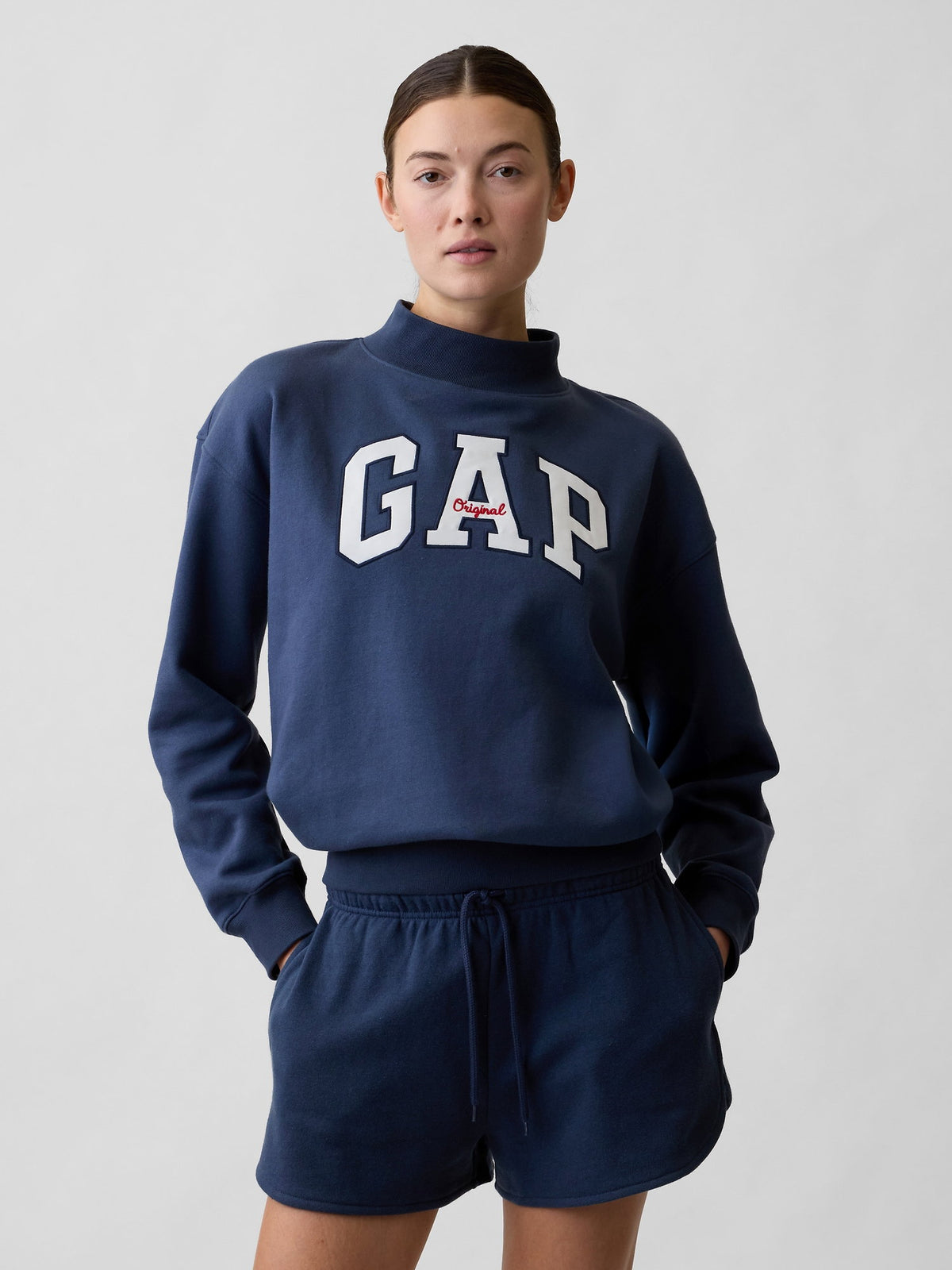 Lacivert Oversized Gap Logo Mockneck Tunik Sweatshirt
