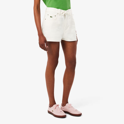 Lacoste Kadın Wide Leg Denim Beyaz Şort