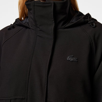 Lacoste Kadın Relaxed Fit Kapüşonlu Siyah Yağmurluk