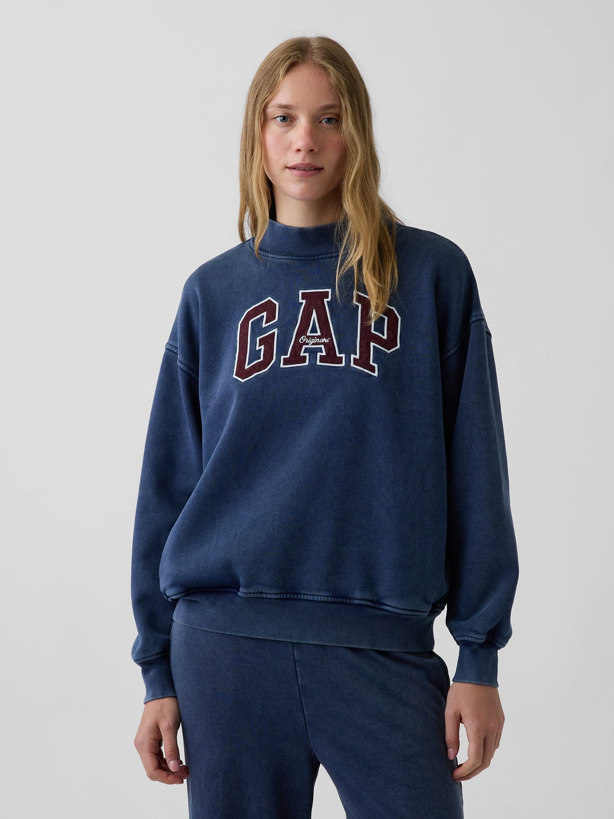 Gri Vintagesoft Oversized Mockneck Logo Sweatshirt