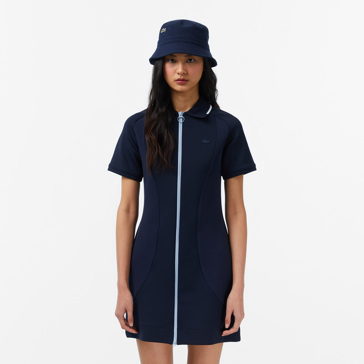 Lacoste Kadın Classic Fit Kısa Kollu Lacivert Elbise