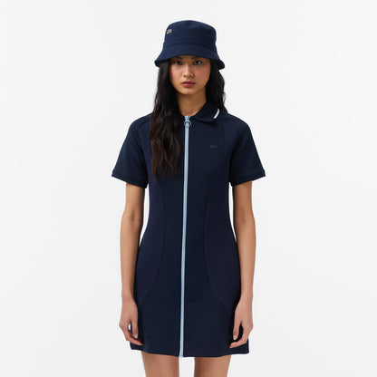 Lacoste Kadın Classic Fit Kısa Kollu Lacivert Elbise