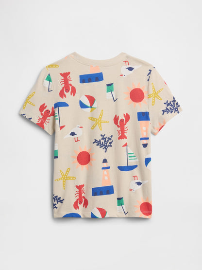 Bej Grafik Baskılı T-shirt