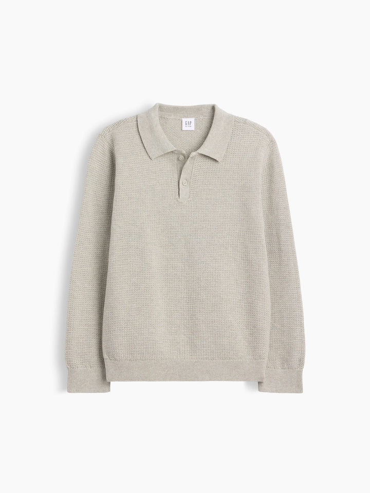Gri Relaxed Textured Polo T-shirt