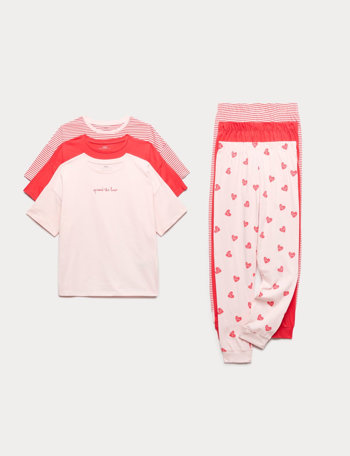Kalp Detaylı Pamuklu Pijama Takımı