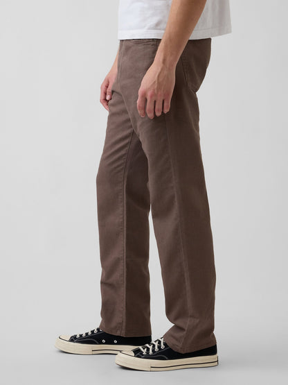 Kahverengi Keten Karışımlı Relaxed Straight Pantolon