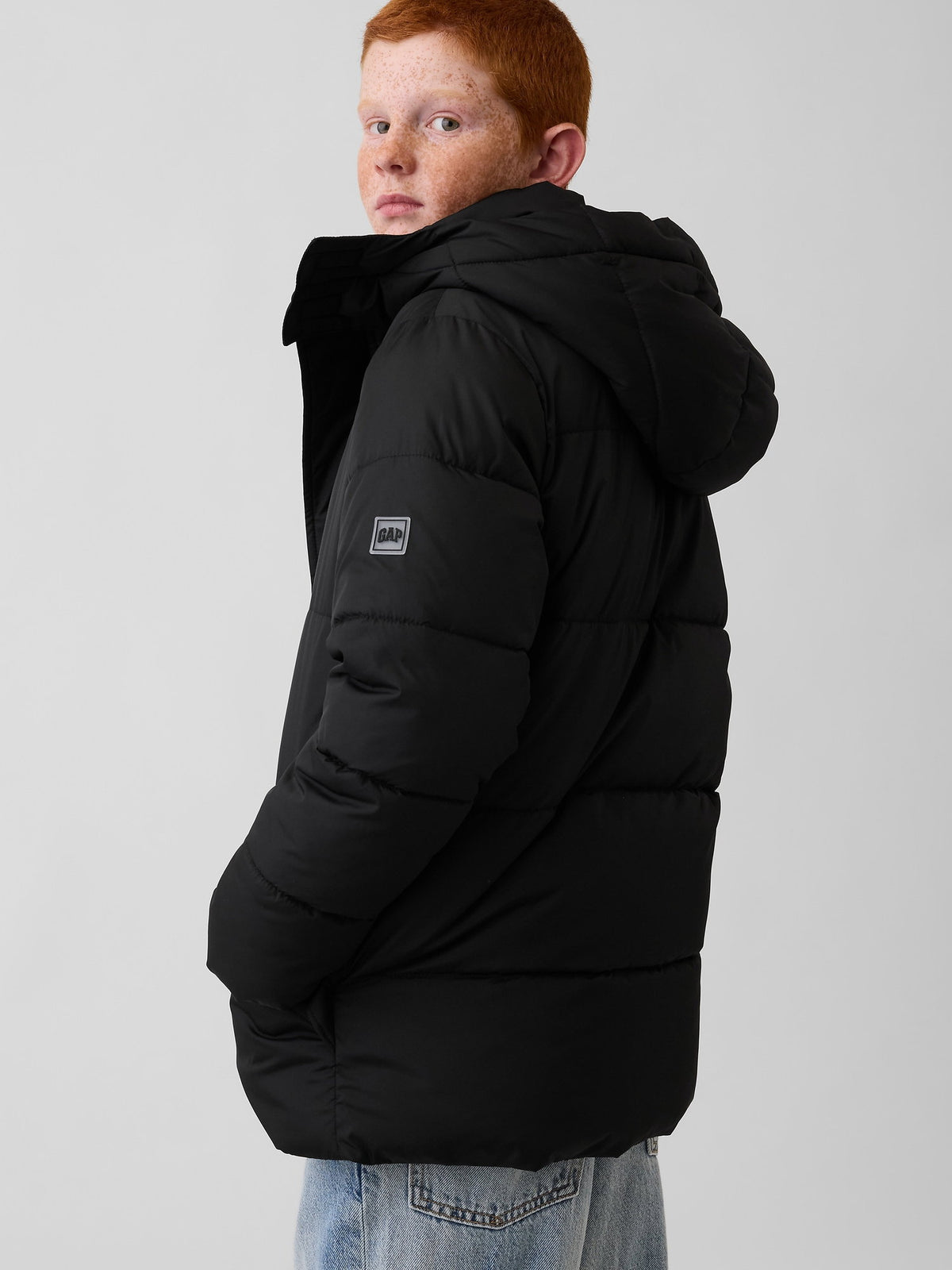 Siyah Relaxed Puffer Şişme Mont