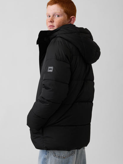Siyah Relaxed Puffer Şişme Mont