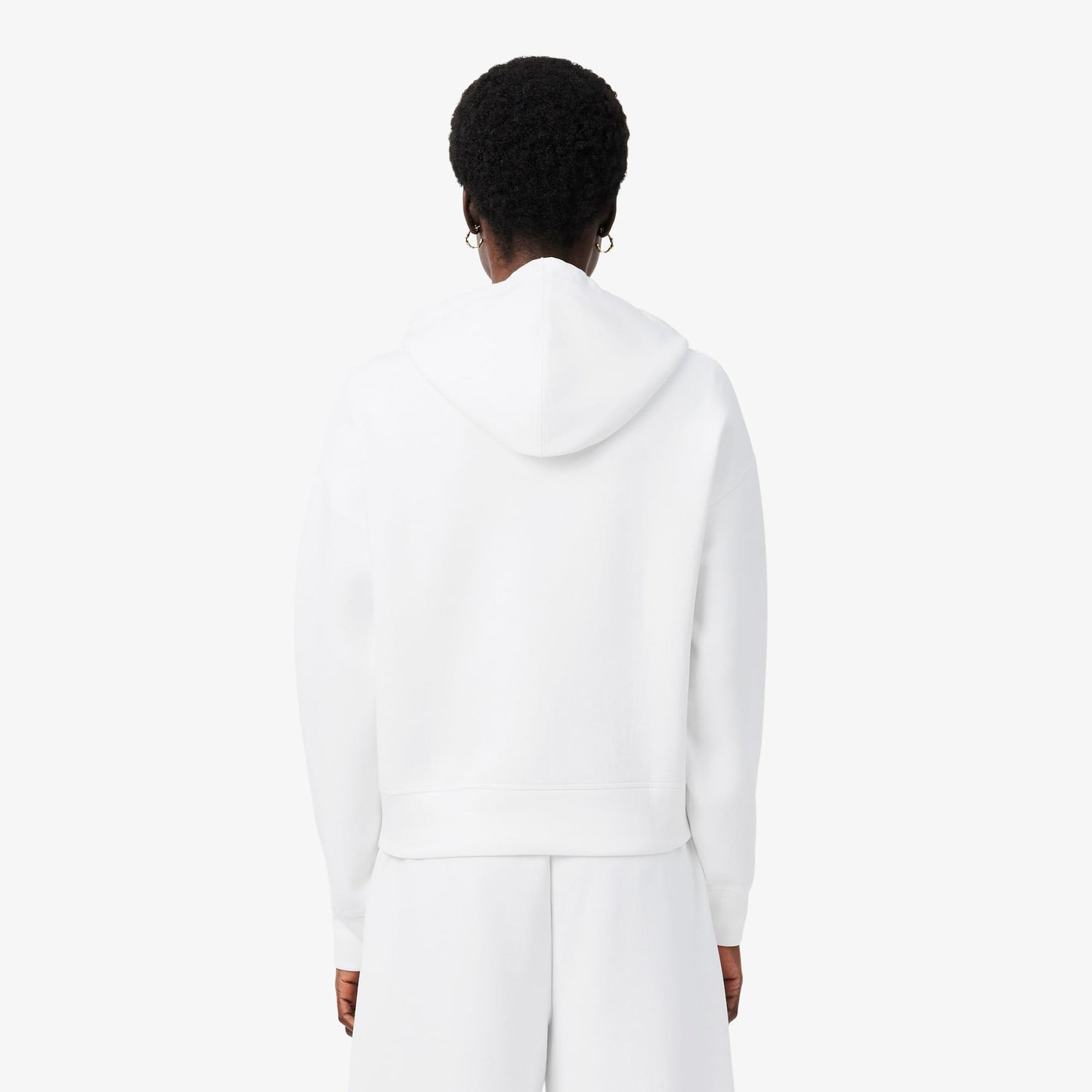 Lacoste Kadın Oversize Fit Kapüşonlu Beyaz Sweatshirt