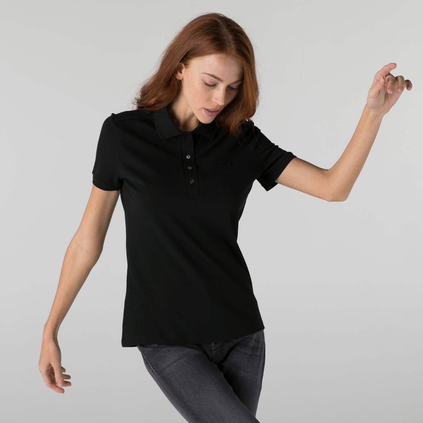 Lacoste L.12.d Kadın Slim Fit Siyah Polo