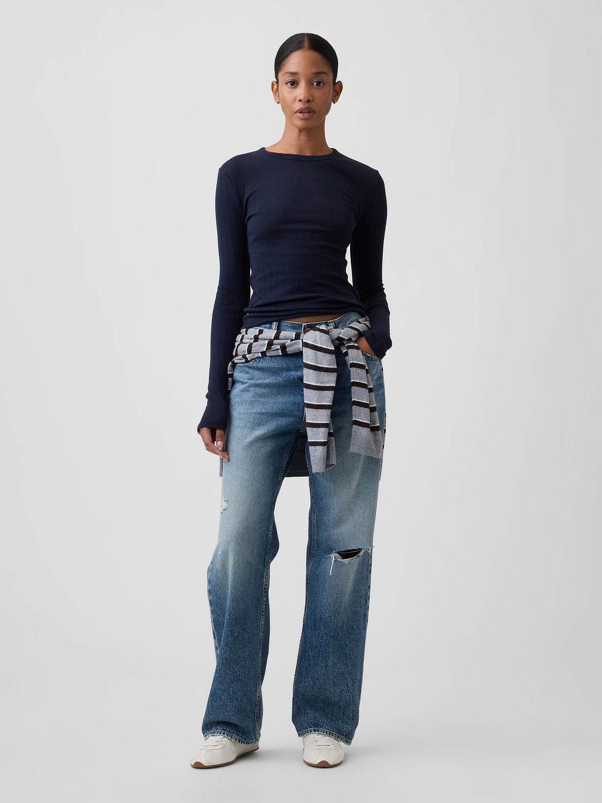 Lacivert Essential Fitiili Pointelle T-shirt