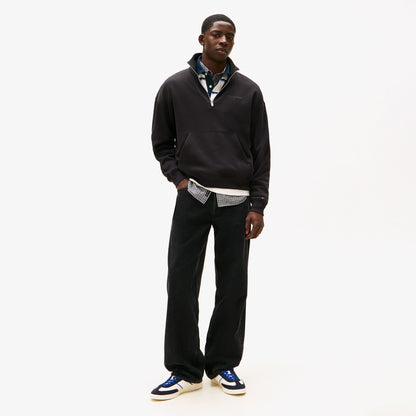 Tommy Hilfiger Jeans 90s Script Rib Fleece Erkek Siyah Sweatshirt