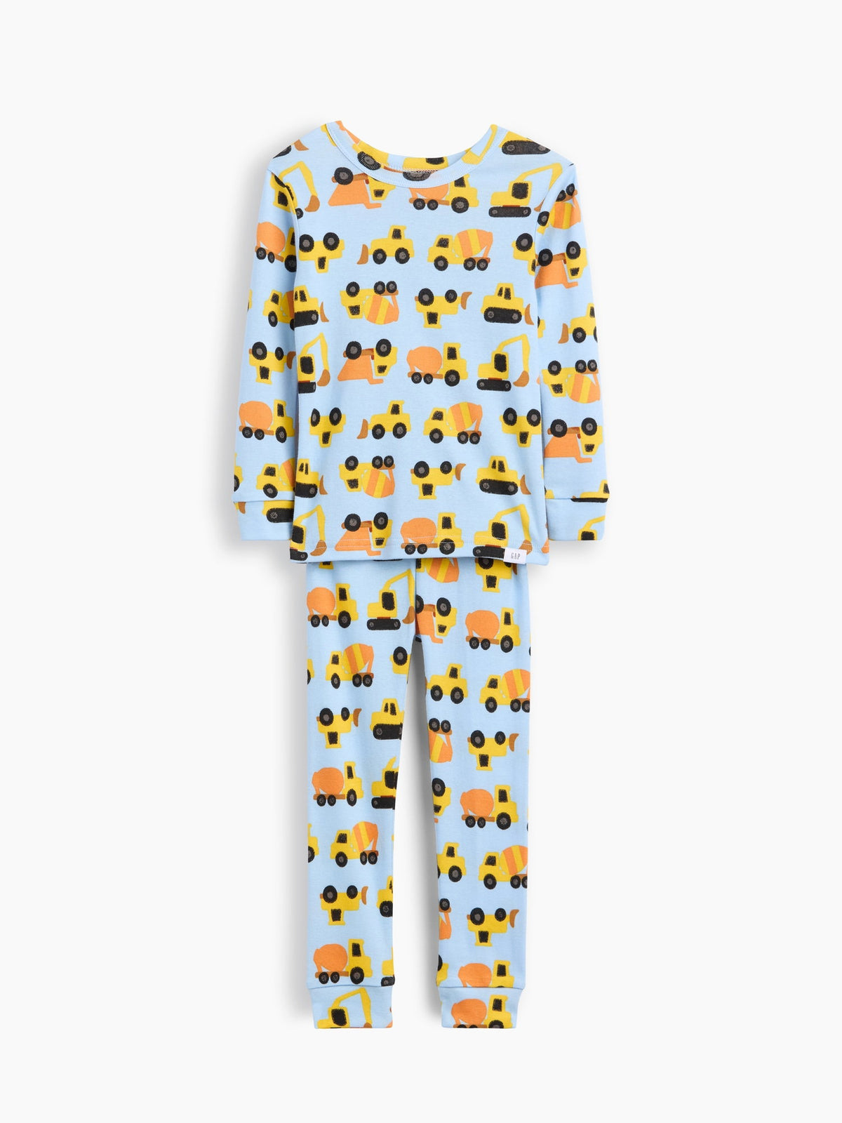 Açık Mavi Organik Brushed Pamuk Construction Baskılı Pijama Takımı