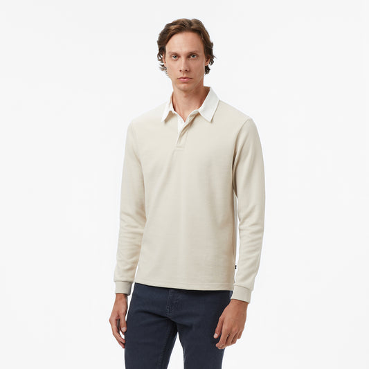 Nautica Erkek Bej Classic Fit Uzun Kollu Polo Yaka T-shirt