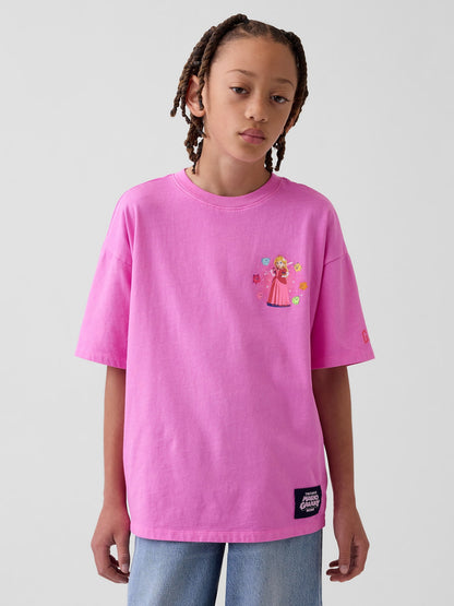 Pembe Süper Mario Relaxed Grafik Baskılı T-shirt