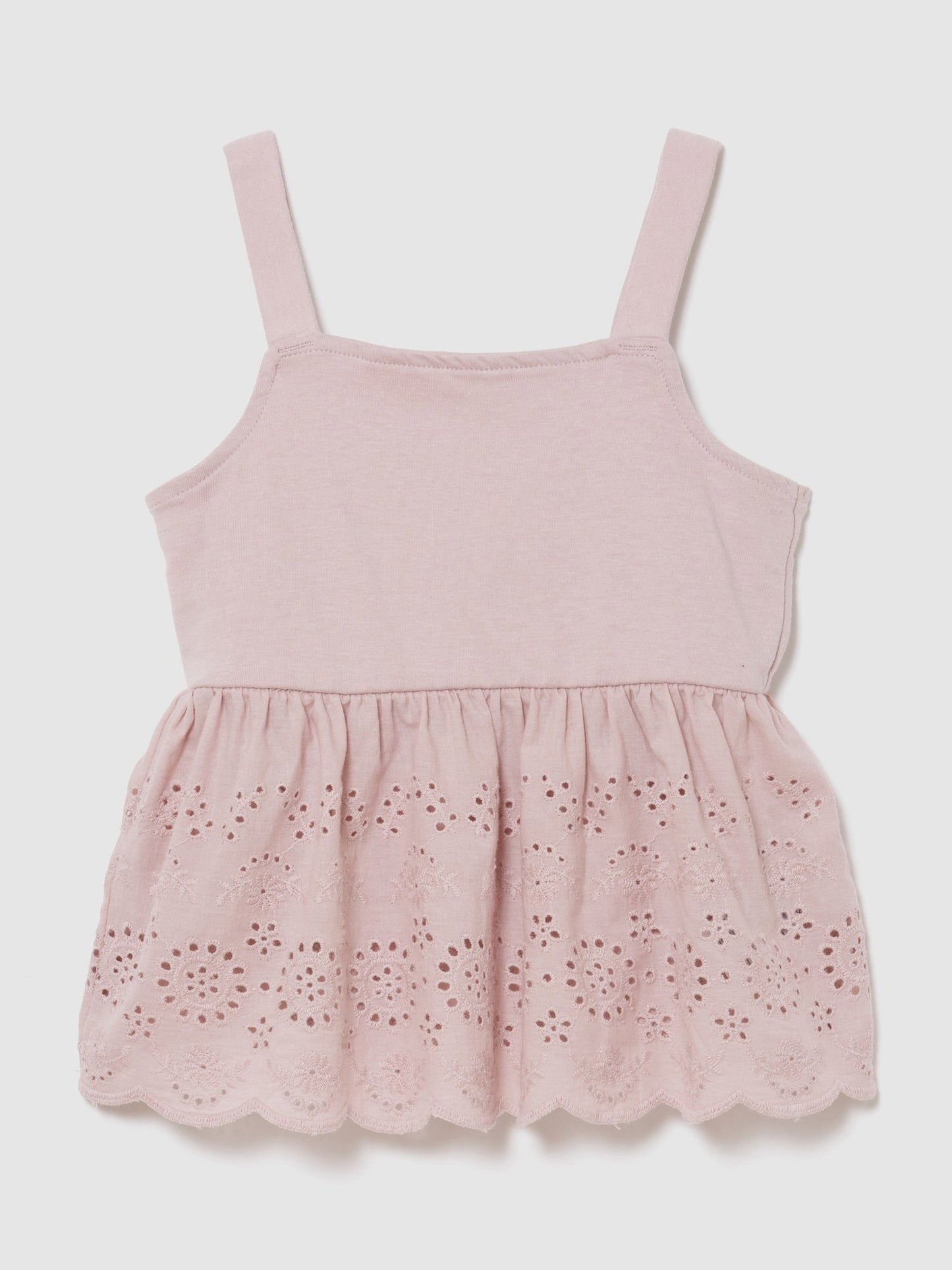 Pembe Eyelet Hem Bluz