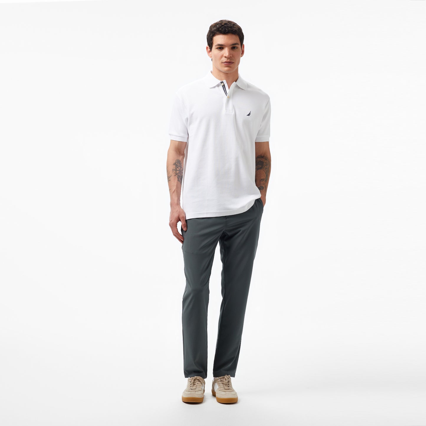 Nautica Erkek Classic Fit Beyaz Kısa Kollu Polo Yaka T-shirt