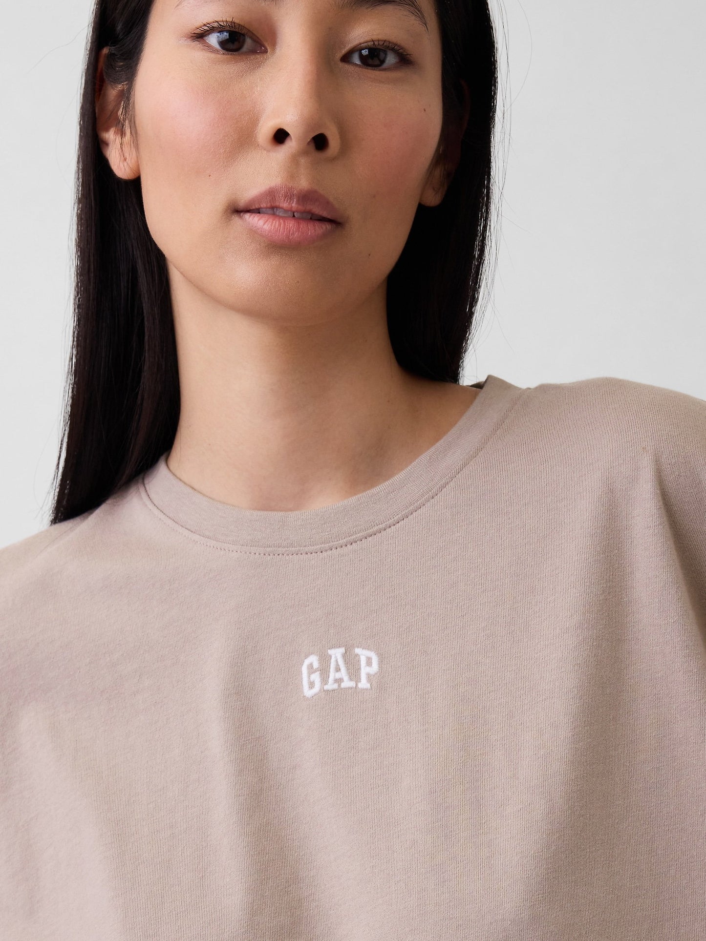 Açık Kahverengi Oversized Gap Logo Tunik T-shirt