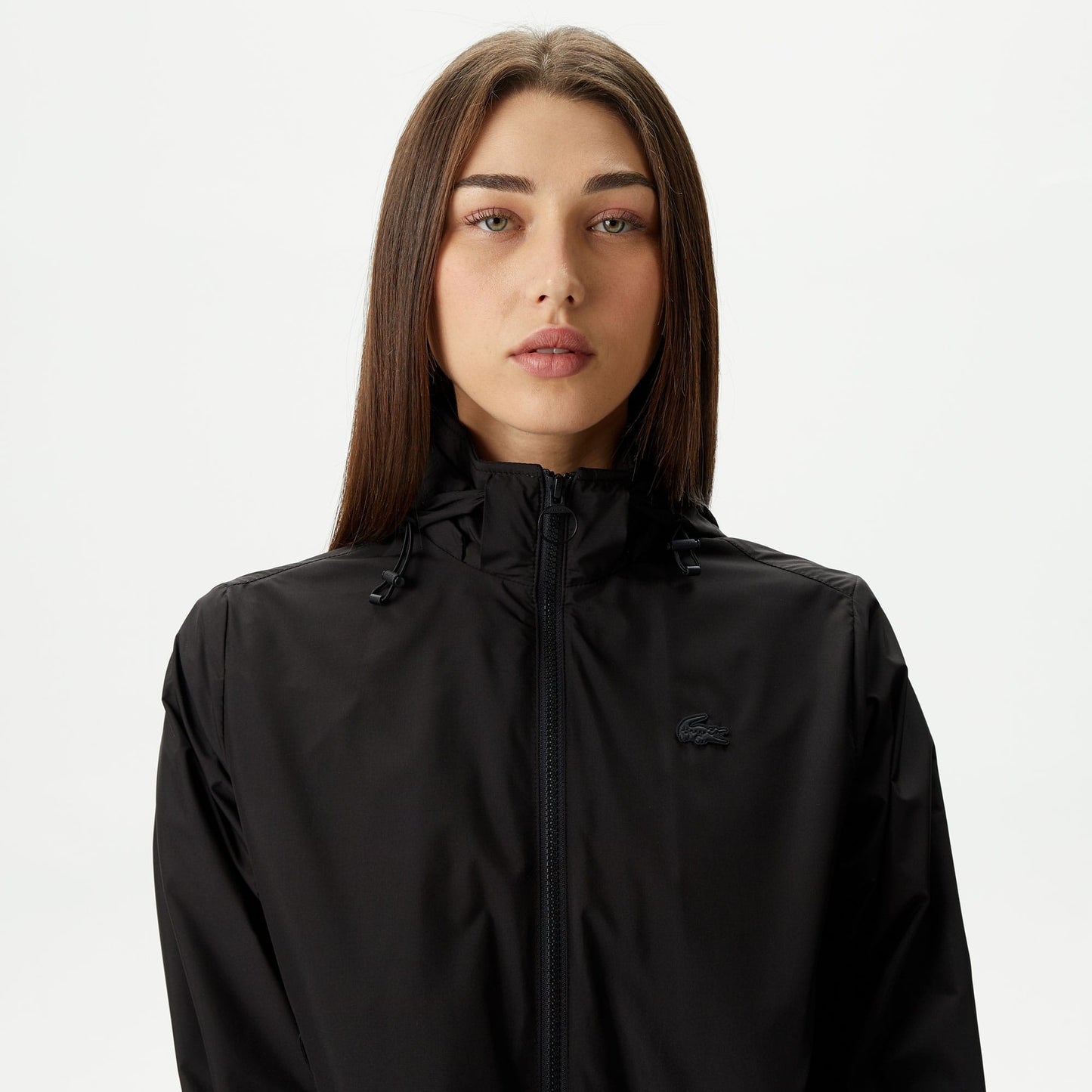 Lacoste Kadın Kapüşonlu Siyah Mont