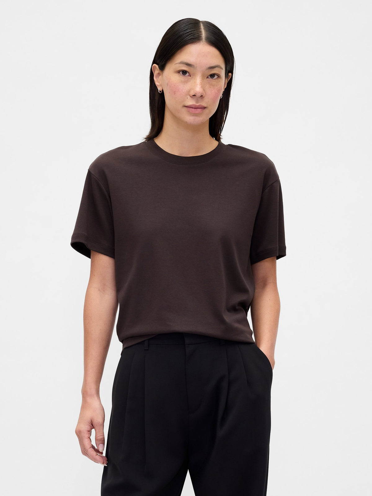Lacivert Supima® Pamuk Relaxed T-shirt