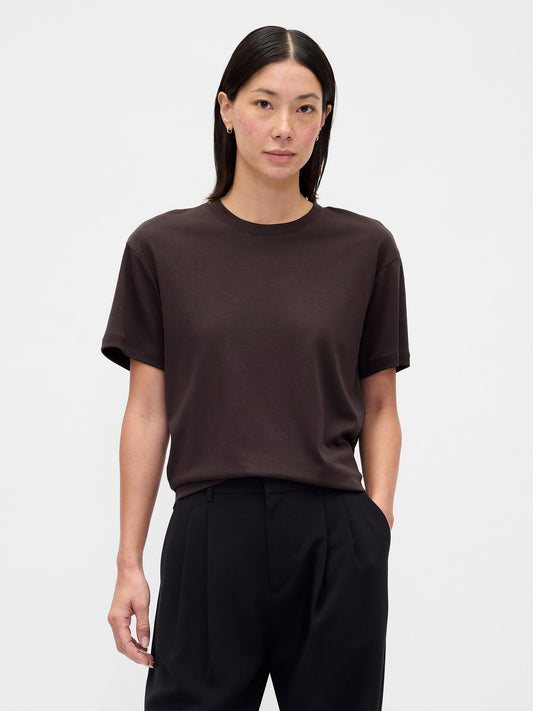Lacivert Supima® Pamuk Relaxed T-shirt