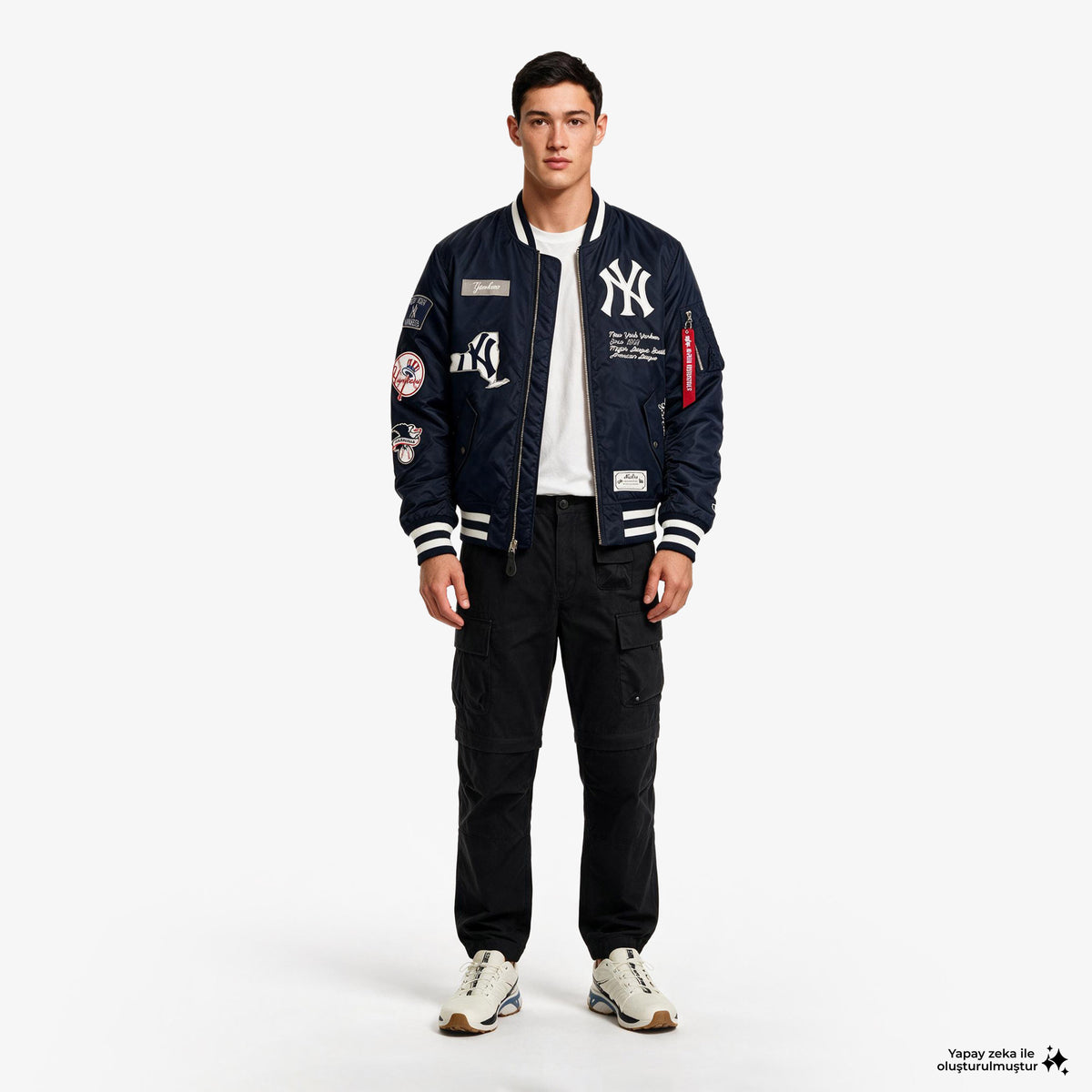New Era X Alpha Industries New York Yankees Erkek Lacivert Bomber Ceket
