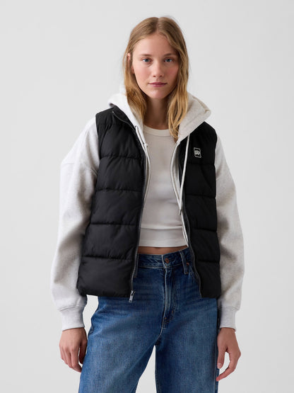 Siyah Relaxed Puffer Şişme Yelek
