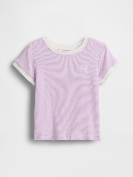 Lila Logo Fitilli Ringer T-shirt