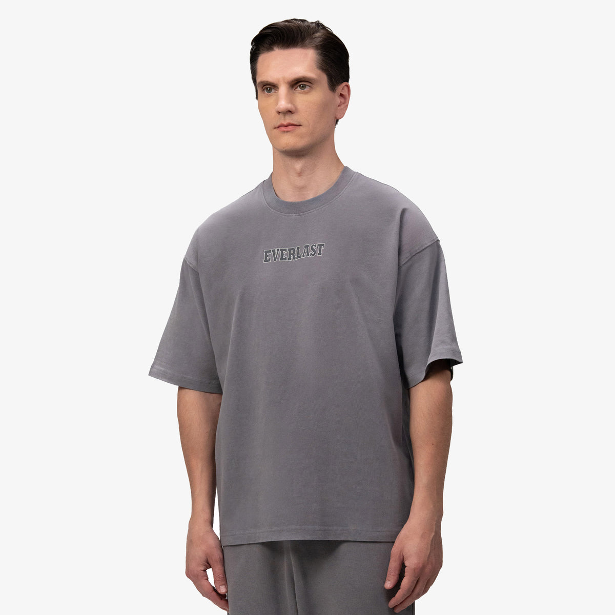 Everlast Giant Logo Oversize Koyu Gri Erkek T-shirt