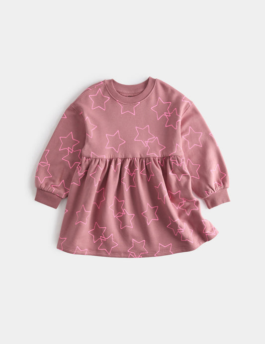 Pamuklu Yıldız Detaylı Sweatshirt Elbise