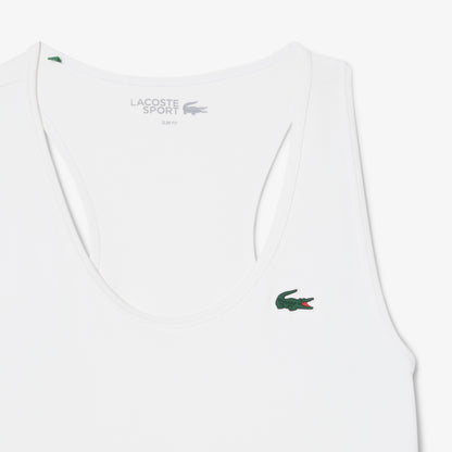 Lacoste Kadın Slim Fit Kolsuz Bisiklet Yaka Beyaz T-shirt
