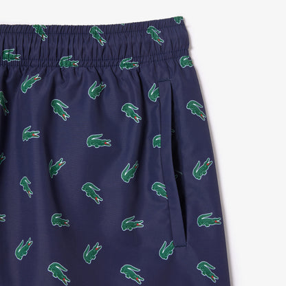 Lacoste Erkek Desenli Lacivert Deniz Şortu