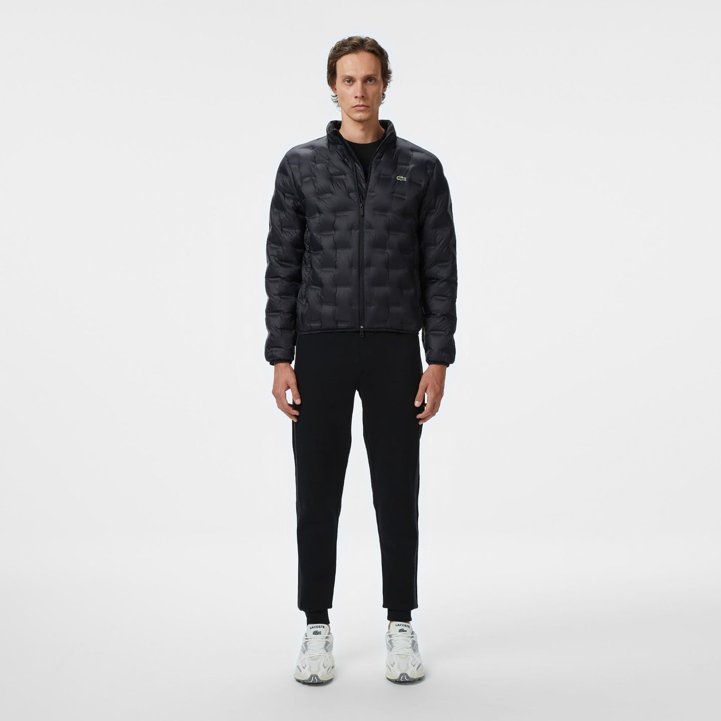 Lacoste Erkek Dik Yaka Kapitone Siyah Mont