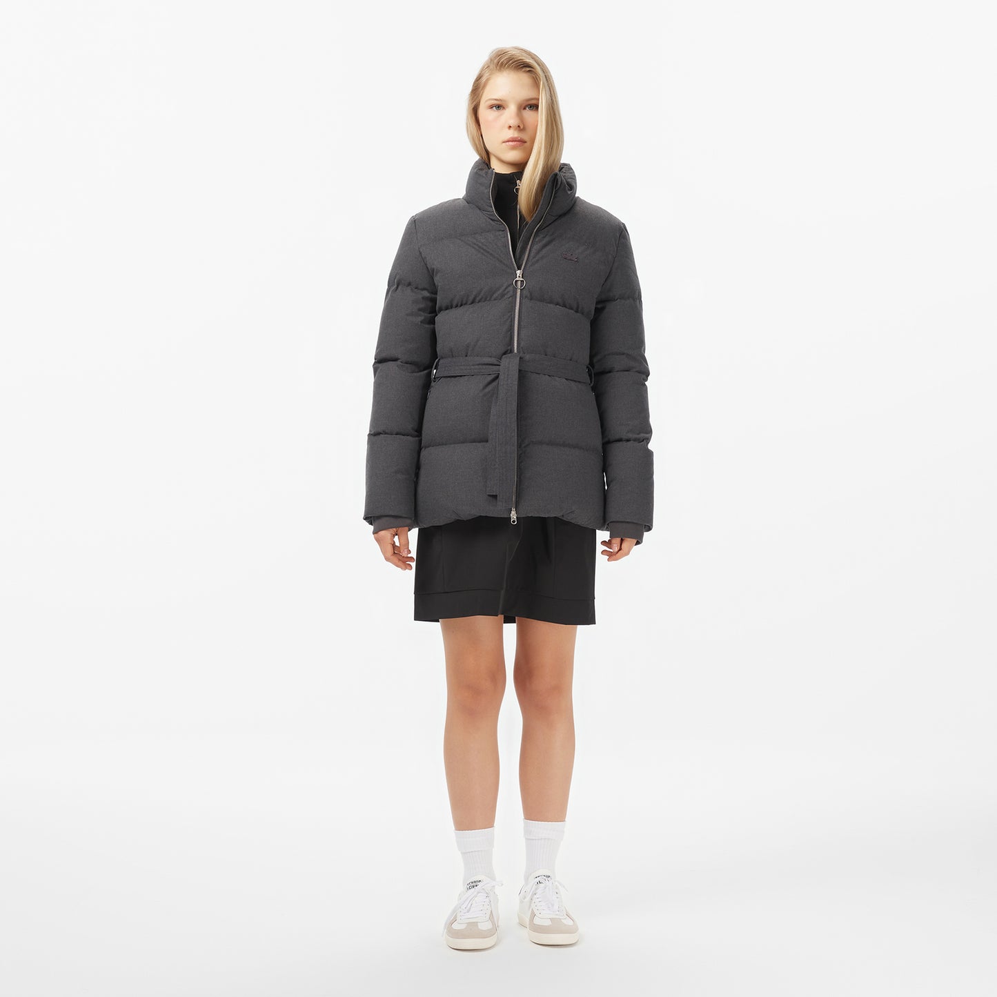 Lacoste Kadın Dik Yaka Koyu Gri Mont