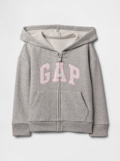 Gri Gap Logo Fermuarlı Kapüşonlu Sweatshirt