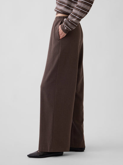 Kahverengi Brushed Twill Easy Wide-leg Pantolon